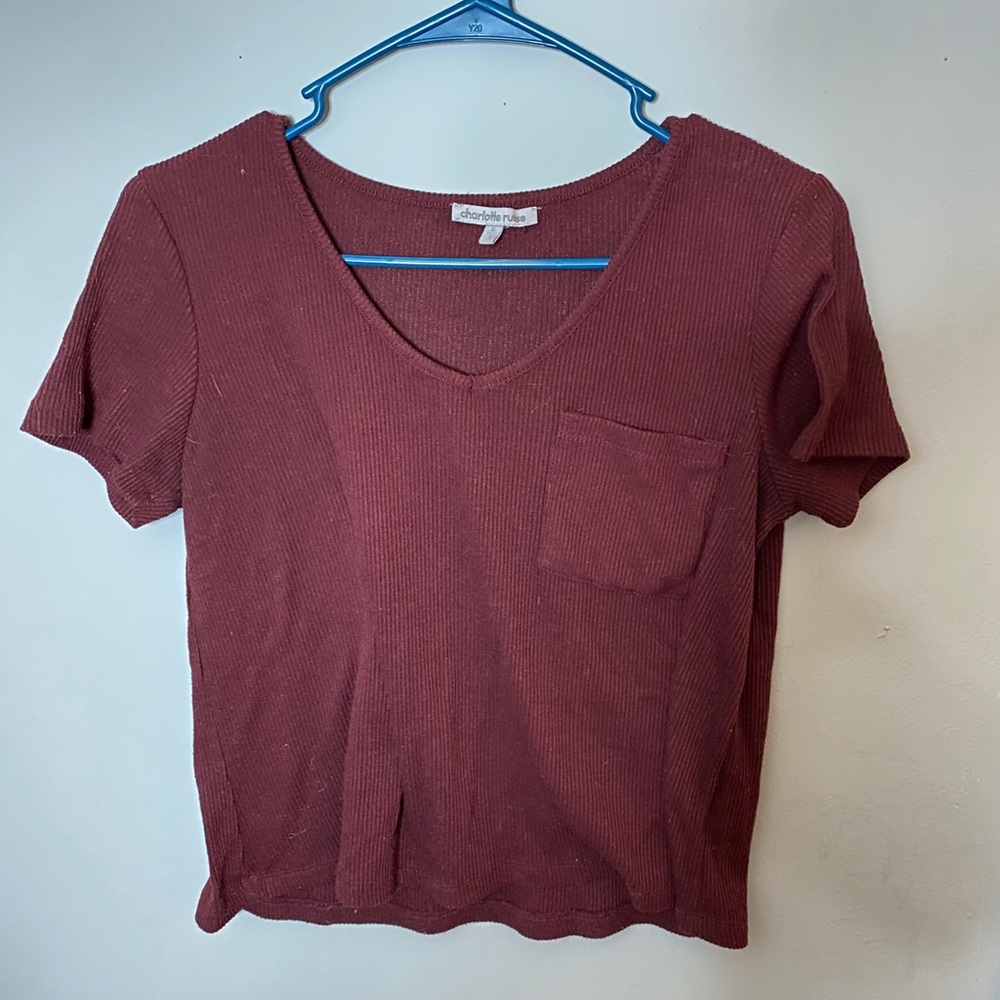 Cropped Maroon T-Shirt